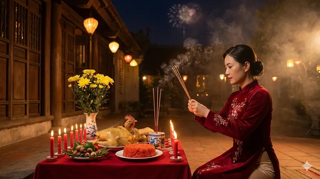 Hướng dẫn cách bày mâm cúng giao thừa ngoài trời chuẩn năm 2026. Hướng dẫn cách bày mâm cúng giao thừa ngoài trời chuẩn năm 2026.