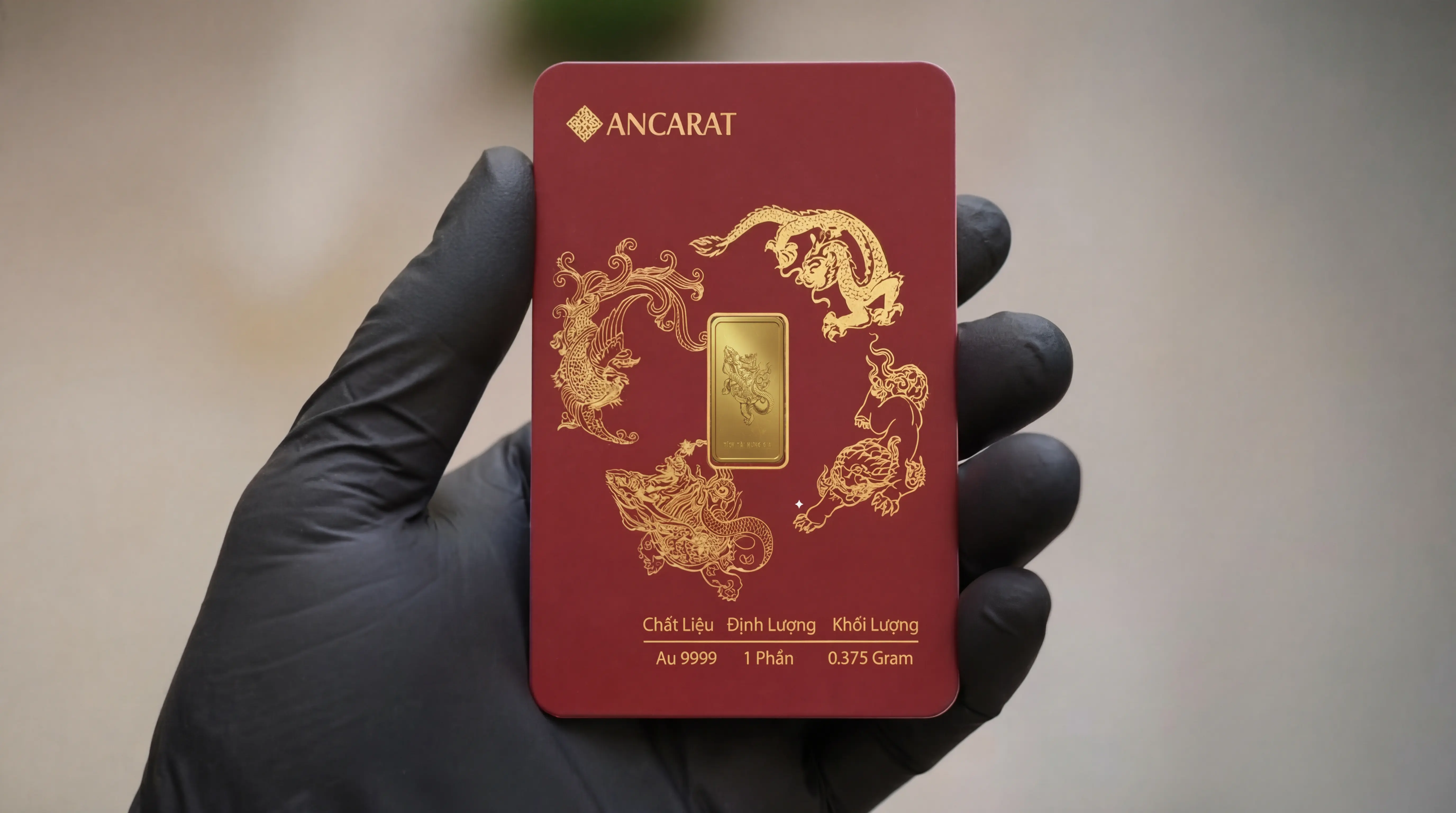 BST Tứ Linh Hội Tụ của Vàng Ancarat với thiết kế thẻ ATM sang trọng.