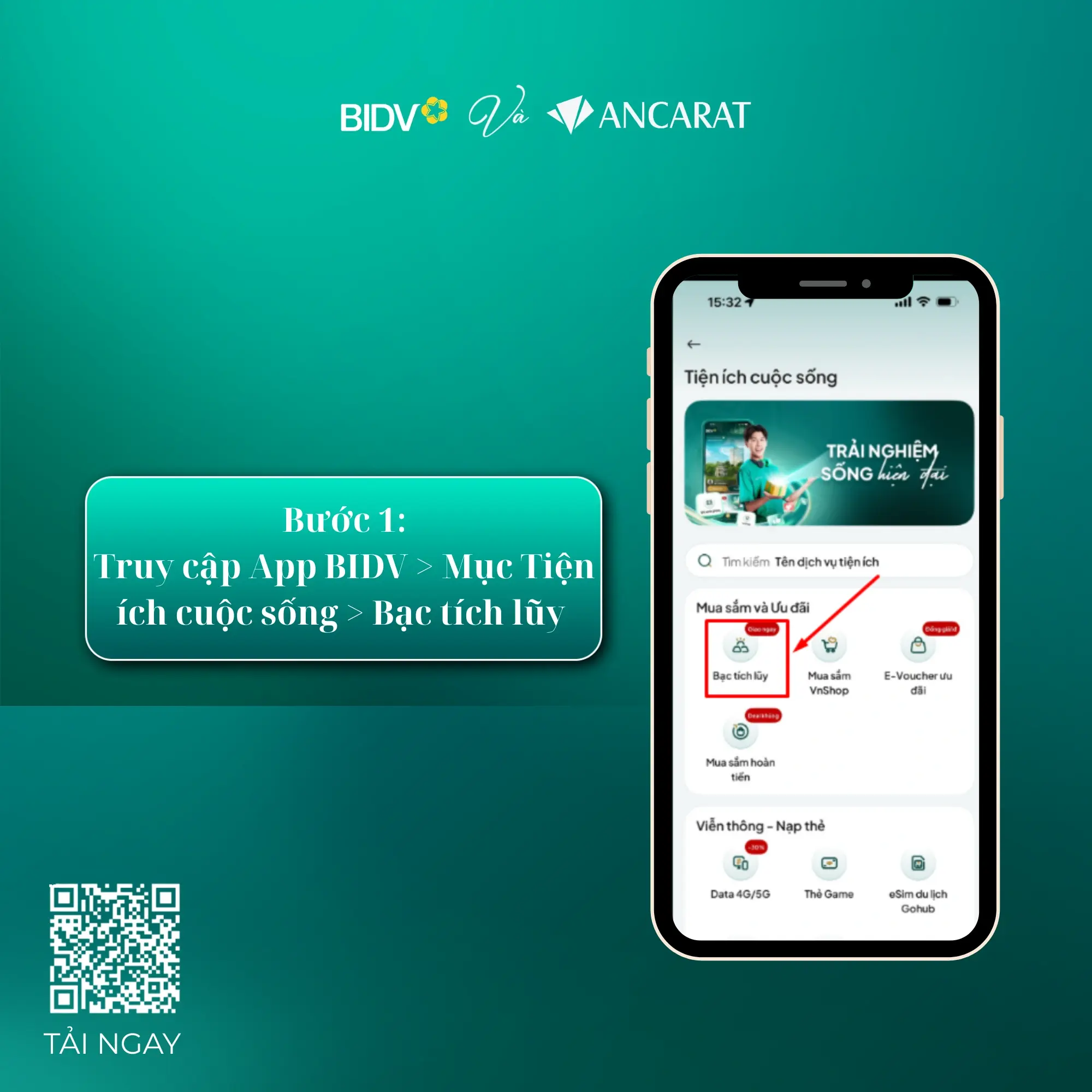 Hình ảnh màn hình chính App BIDV và icon Bạc tích lũy Hình ảnh màn hình chính App BIDV và icon Bạc tích lũy