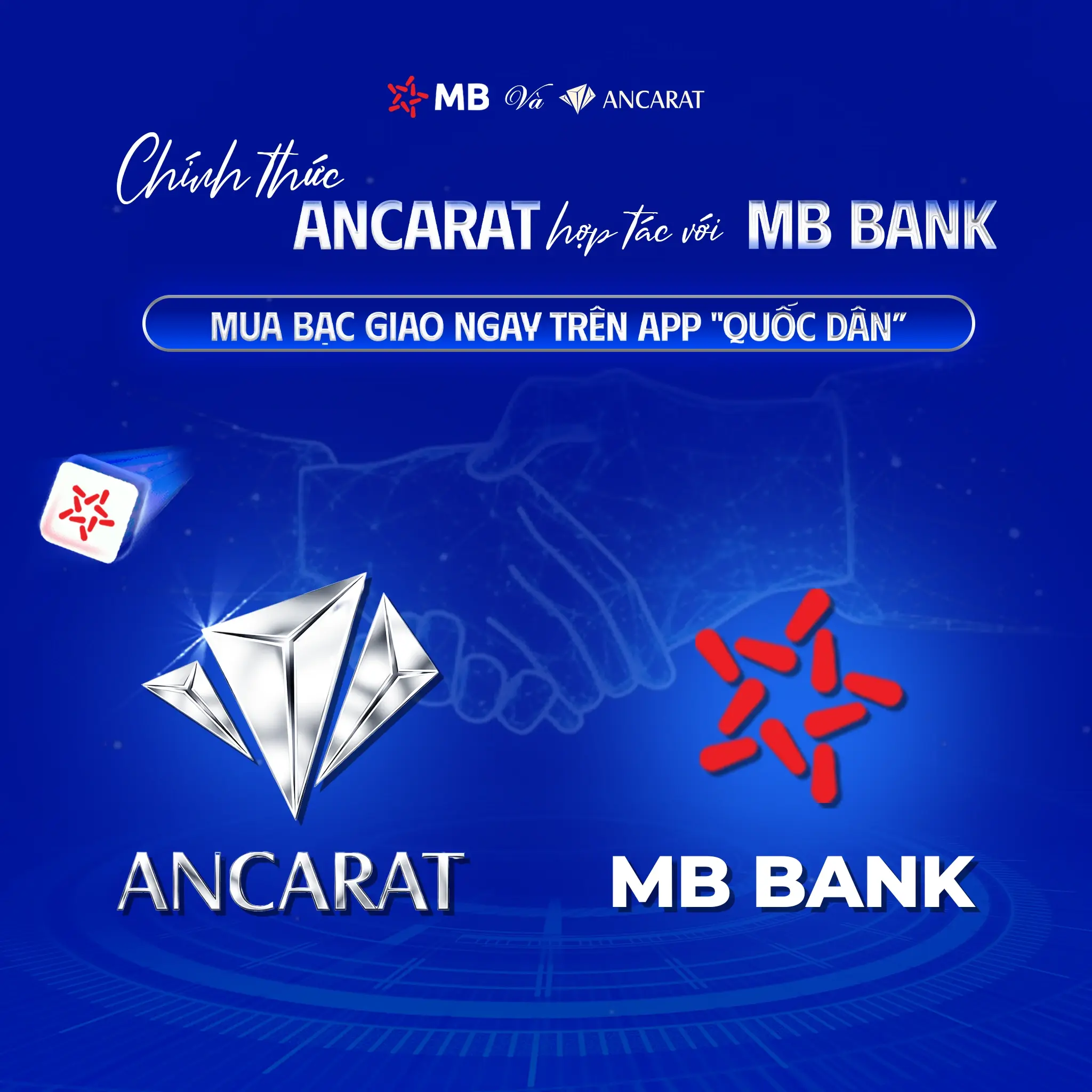 Trải nghiệm giải pháp đầu tư 1 chạm để sở hữu Bạc Ancarat MBBank ngay trên giao diện App ngân hàng số hiện đại.