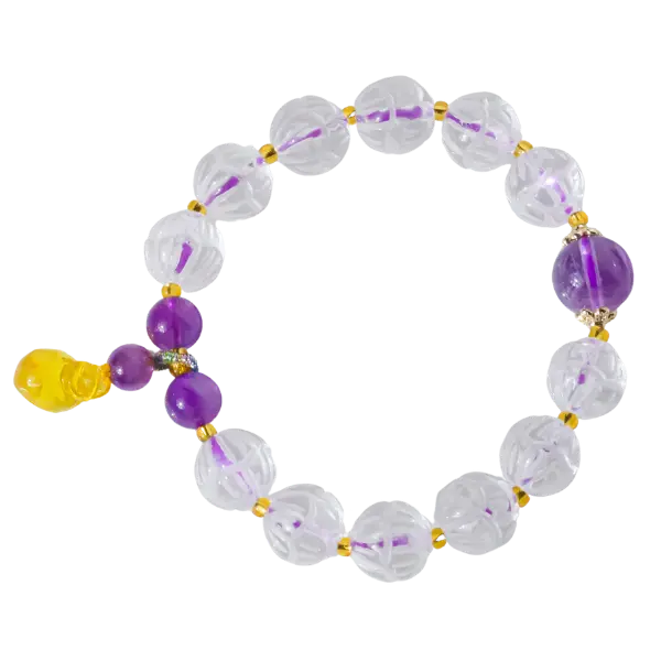 Vòng tay đá thạch anh tím mix thạch anh trắng