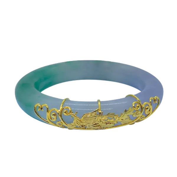 Vòng Ngọc Phỉ Thúy Bọc Vàng 18K Chim Phụng Hoàng