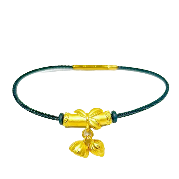 Vòng dây Thép phối Charm rơi Vàng 24K búp sen đài sen