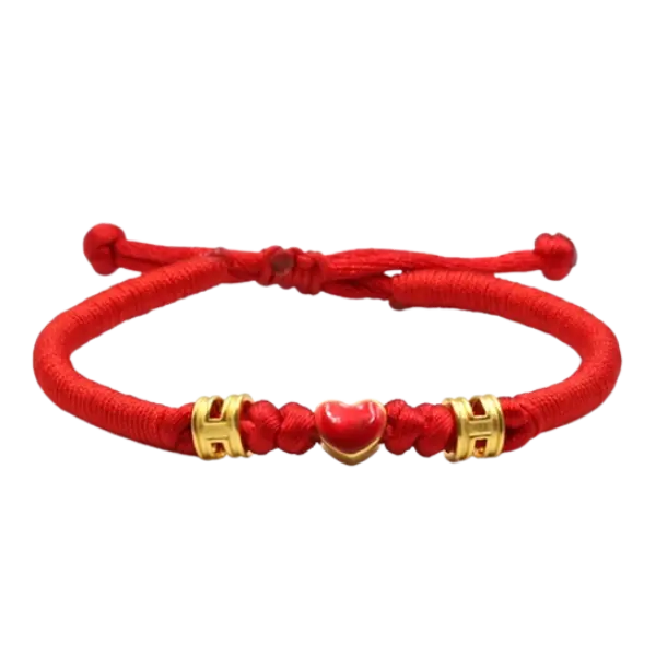 Vòng tay charm vàng 24K Hermes phối Trái tim đổi màu – Tình duyên – May mắn