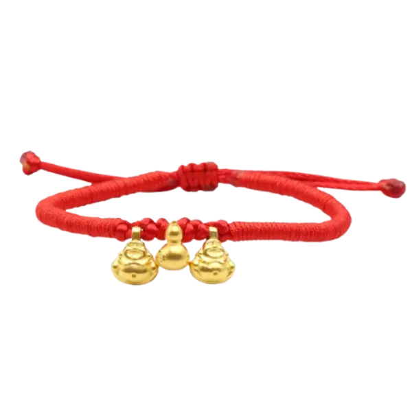 Vòng Tay Vàng 24K Phật Di Lặc Phối Charm Hồ Lô