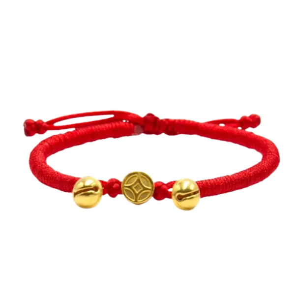 Vòng Tay Charm Vàng 24K Chữ Điền Bánh Bao Phối Lục Lạc