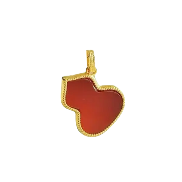 Mặt dây Vàng 18K Golden Leaf Hồ Lô – Màu đỏ