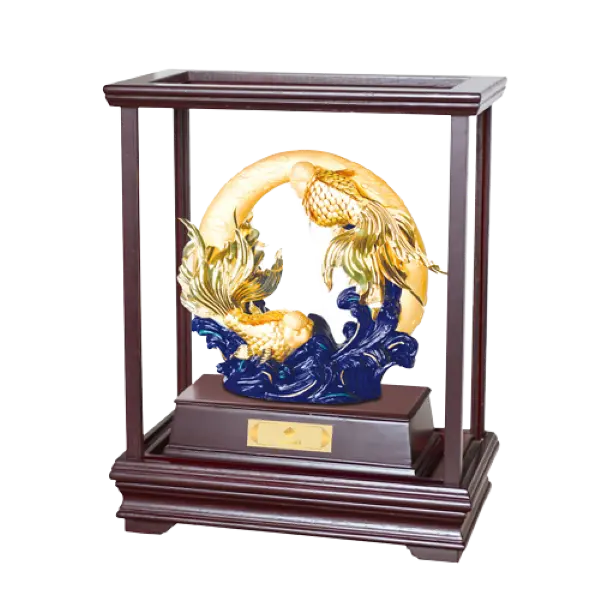 Tượng mạ vàng 24K Cá chép vượt vũ môn