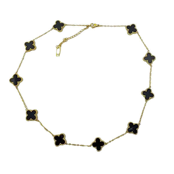 Dây chuyền vàng 18K Golden Leaf 10 hoa 12mm – Màu đen