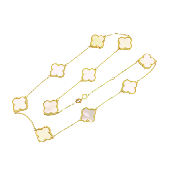 Dây chuyền vàng 18K Golden Leaf 10 hoa 12mm – Màu trắng