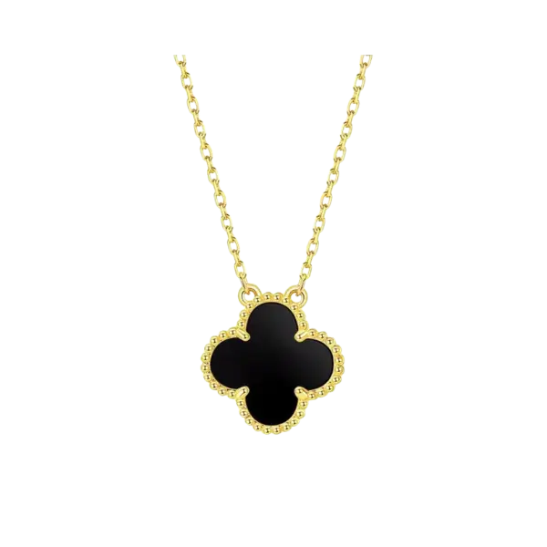 Dây chuyền vàng 18K Golden Leaf 15mm – Bản dày – Màu đen