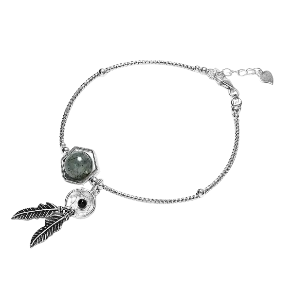 Vòng tay đá Thạch anh tóc xanh phối Chuông gió