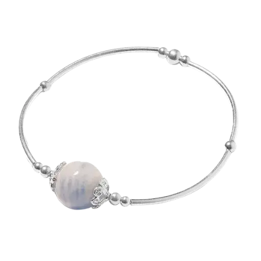 Vòng tay bạc đá Aquamarine ngũ hành phong thuỷ