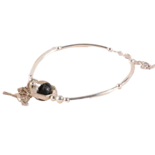 Vòng tay bạc đá ưu linh đen may mắn – phong thủy