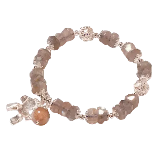 Vòng tay đá Labradorite phối charm ngựa la mã mix bạc