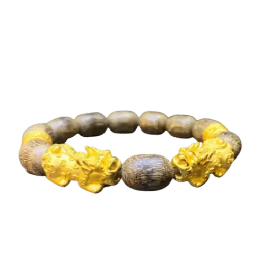 Vòng Trầm Indo phối Charm Tỳ Hưu GC mix Lục tự đại minh chú