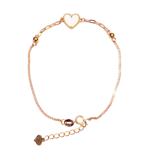 [AG7502.L168.612] Lắc tay Vàng 18K Golden heart 8mm