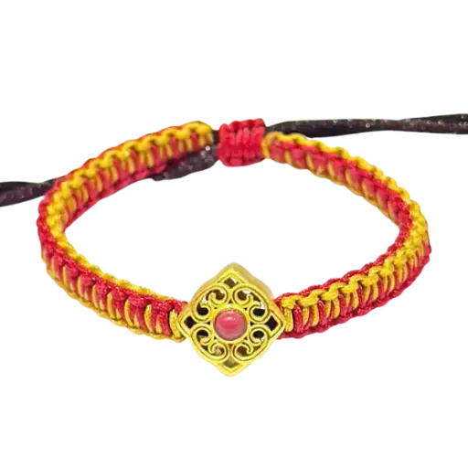 [AG9992.C083.030] Vòng Tay phối Charm Vàng 24K Hột hoa văn vuông đính đá