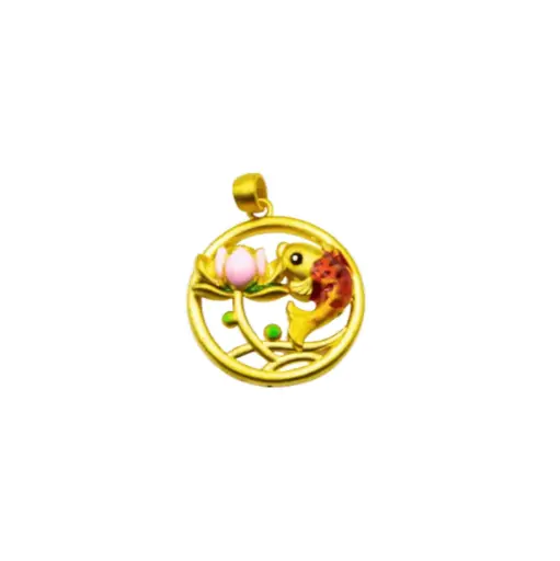 [AG9992.M015.034] Mặt Dây Vàng 24K Cá Chép Liên Hoa MS24