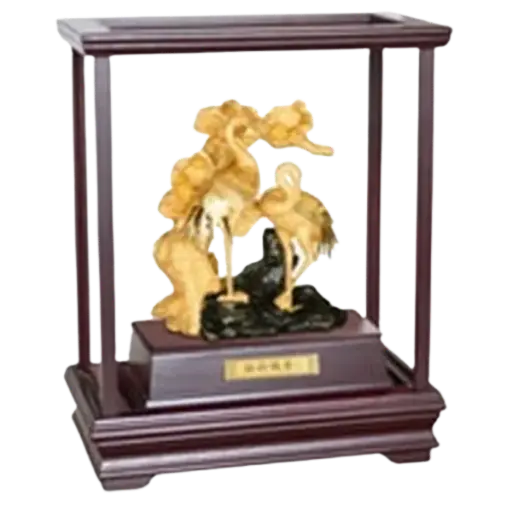 [AO9992.Q266.00058] Tượng mạ vàng 24k Tùng Hạc Diên Niên – May mắn – Thành công