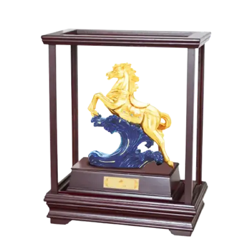 [AO9992.Q266.00045] Tượng mạ vàng 24K Mã Đão Thành Công