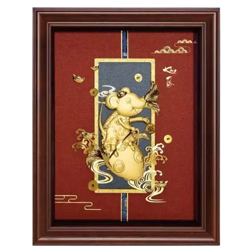 [AO9992.Q001.T003] Tranh mạ vàng 24K Kim Tí Tài Lộc