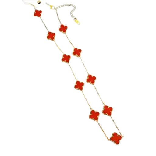 [AG7502.D168.505HB] Dây chuyền vàng 18K Golden Leaf 10 hoa 12mm – Màu đỏ