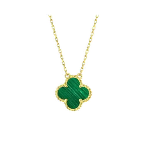 [AG7502.D168.501H_GRE] Dây chuyền vàng 18K Golden Leaf 15mm – Bản dày – Màu xanh lá